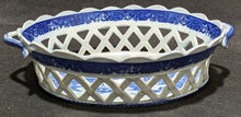 Load image into Gallery viewer, Vintage Flow Blue Oval Bread Basket &amp; Under Plate - No Markings - As Found
