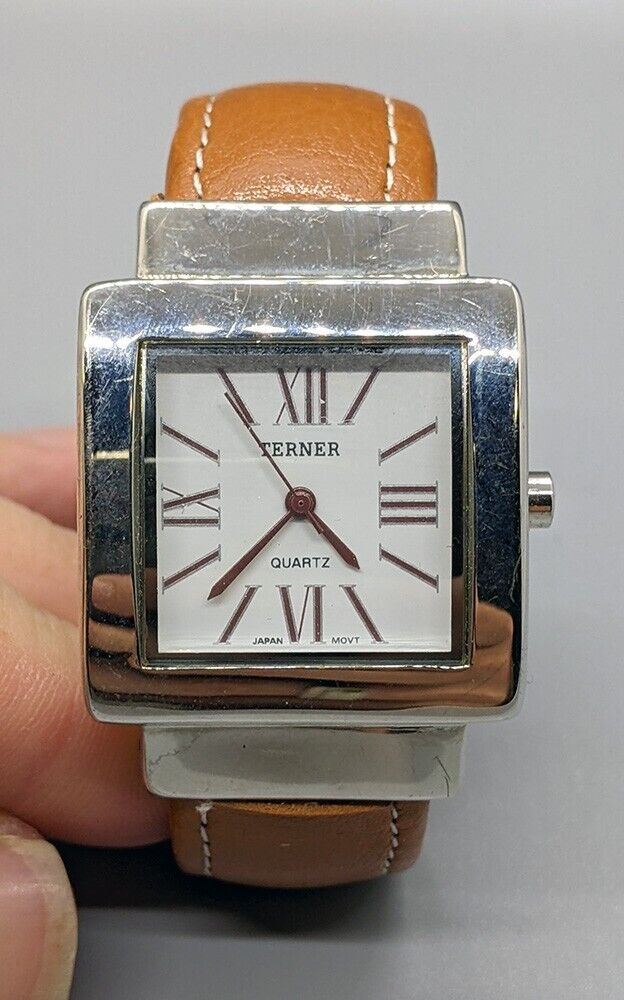 BIJOUX TERNER Fashion Bangle Wrist Watch - Brown Leather Bracelet