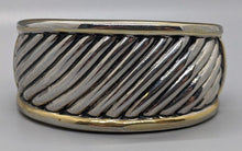 Load image into Gallery viewer, Silver &amp; Soft Gold Tone Hinged Bangle Bracelet
