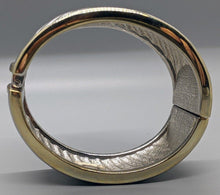 Load image into Gallery viewer, Silver &amp; Soft Gold Tone Hinged Bangle Bracelet
