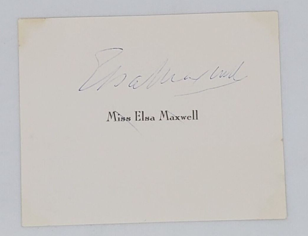 Hollywood Writer Elsa Maxwell Autographed Note