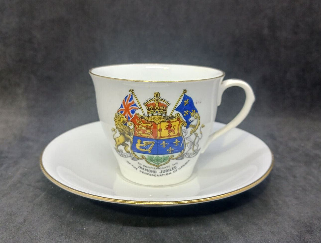 Aynsley Bone Fine China Cup and Saucer Set - 1927 Diamond Jubilee Commemoration