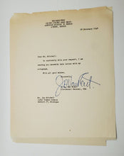 Load image into Gallery viewer, 1948 Military Autograph Lieutenant General J. A. Van Fleet
