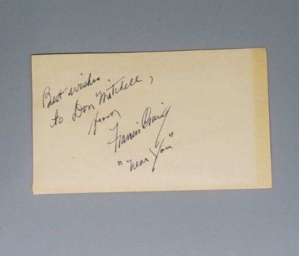 Country Big Band Songwriter Francis Craig Autographed Note
