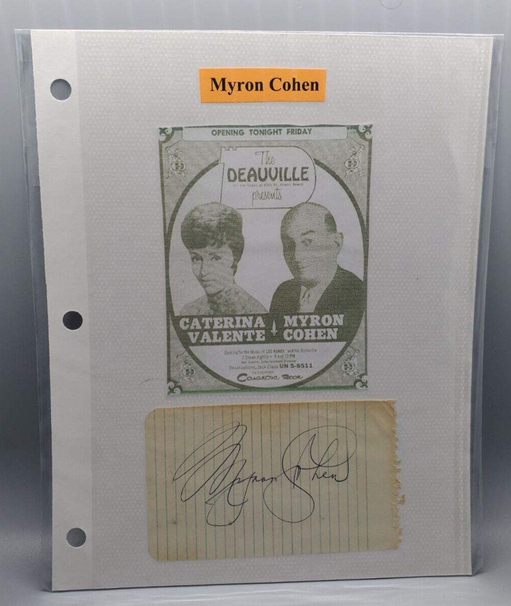 Comedian Actor Myron Cohen Autographed Note Signed