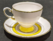 Load image into Gallery viewer, Vintage Tuscan Bone China Tea Cup &amp; Saucer - Pink with Yellow Detail
