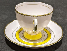 Load image into Gallery viewer, Vintage Tuscan Bone China Tea Cup &amp; Saucer - Pink with Yellow Detail
