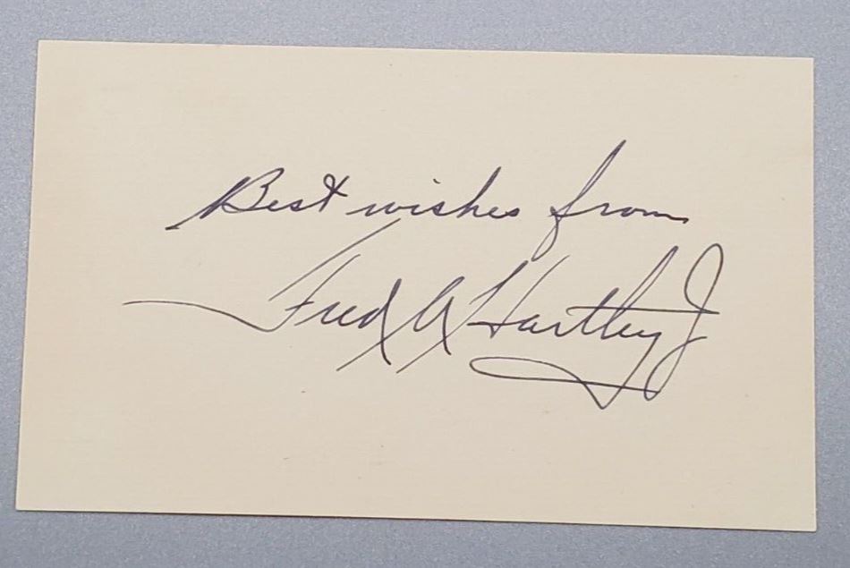 Autograph Congressman Fred A. Hartley Signed