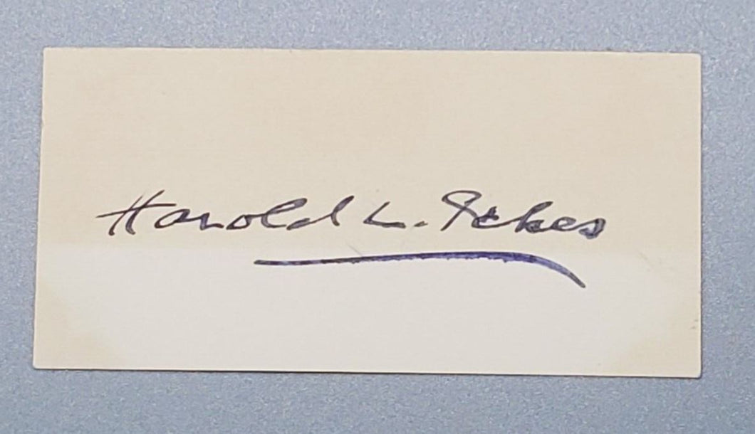 Autograph Secretary of Interior Harold L. Ickes Signed