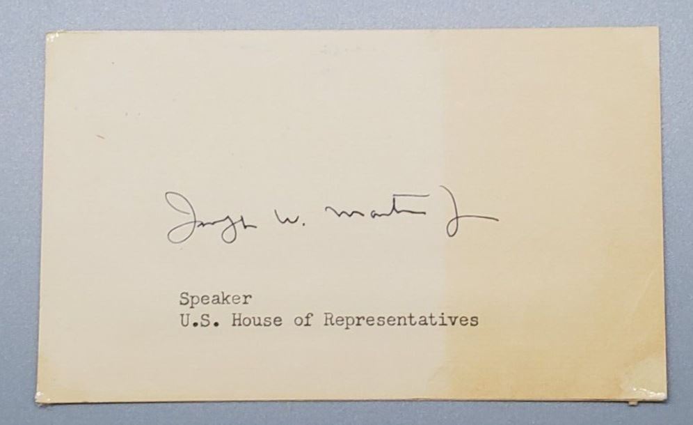 Autograph Speaker US House of Representatives Joseph William Martin Jr. Signed