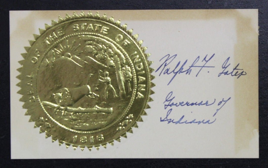 Ralph F. Gates Autograph (Governor of Indiana, 1945-1949)