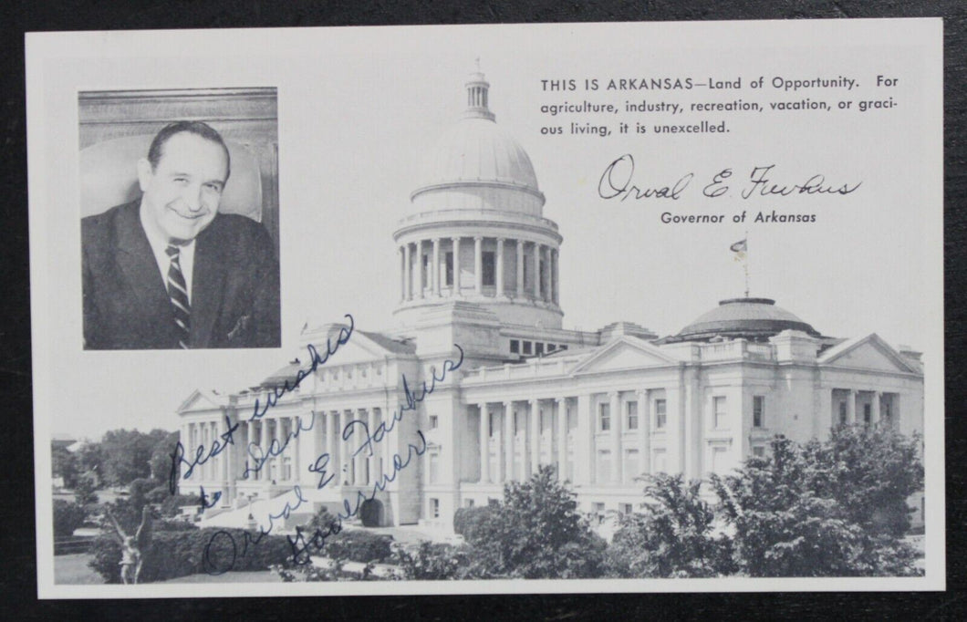 Orval Faubus Autograph (Governor of Arkansas, 1955-1967)