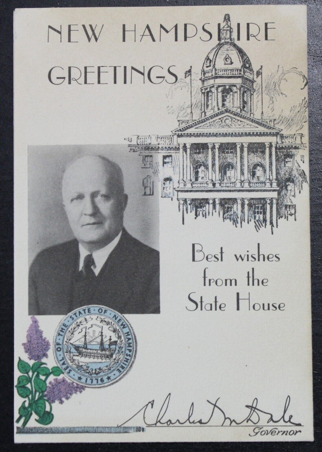 Charles M. Dale Autographed Brochure (Governor of New Hampshire, 1945-1949)