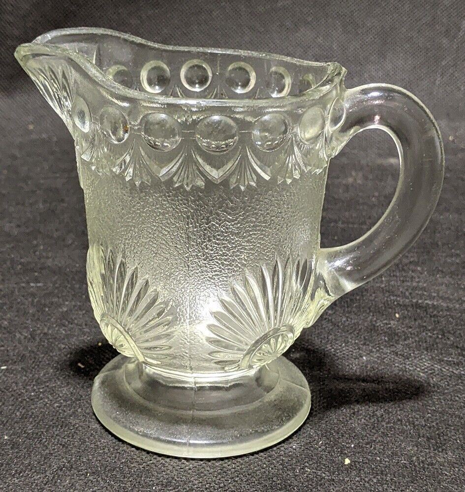 Vintage Pressed Glass Creamer - Shell & Jewel - 4 1/2