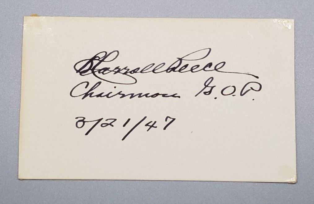 1947 Autograph Chairman G.O.P. B. Carroll Reece Signed