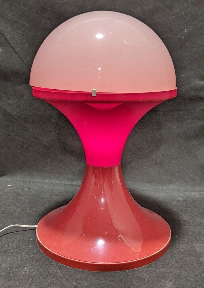 1960's / 1970's Retro Red & White Plastic Lamp - Dome Top - Works!