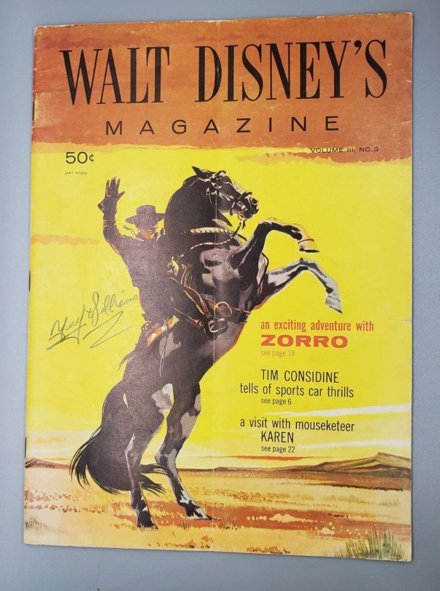 1958 Walt Disney's Magazine Zorro Signed Guy Williams Volume III No. 3