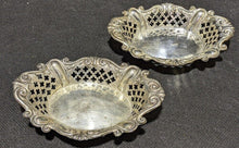 Load image into Gallery viewer, 2 Vintage Sterling Silver, Pierced Wall, Oval Mint Bowls - Hallmarked
