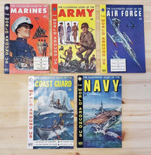 Load image into Gallery viewer, 1959 Set Illustrated Story of Army,Navy,Marines,Air Force,Coast Guard 6+  to VG+

