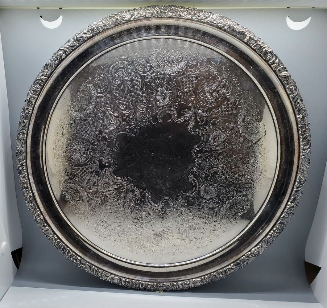 Vintage Barker Ellis Silver Plate Serving Tray - Menorah Mark