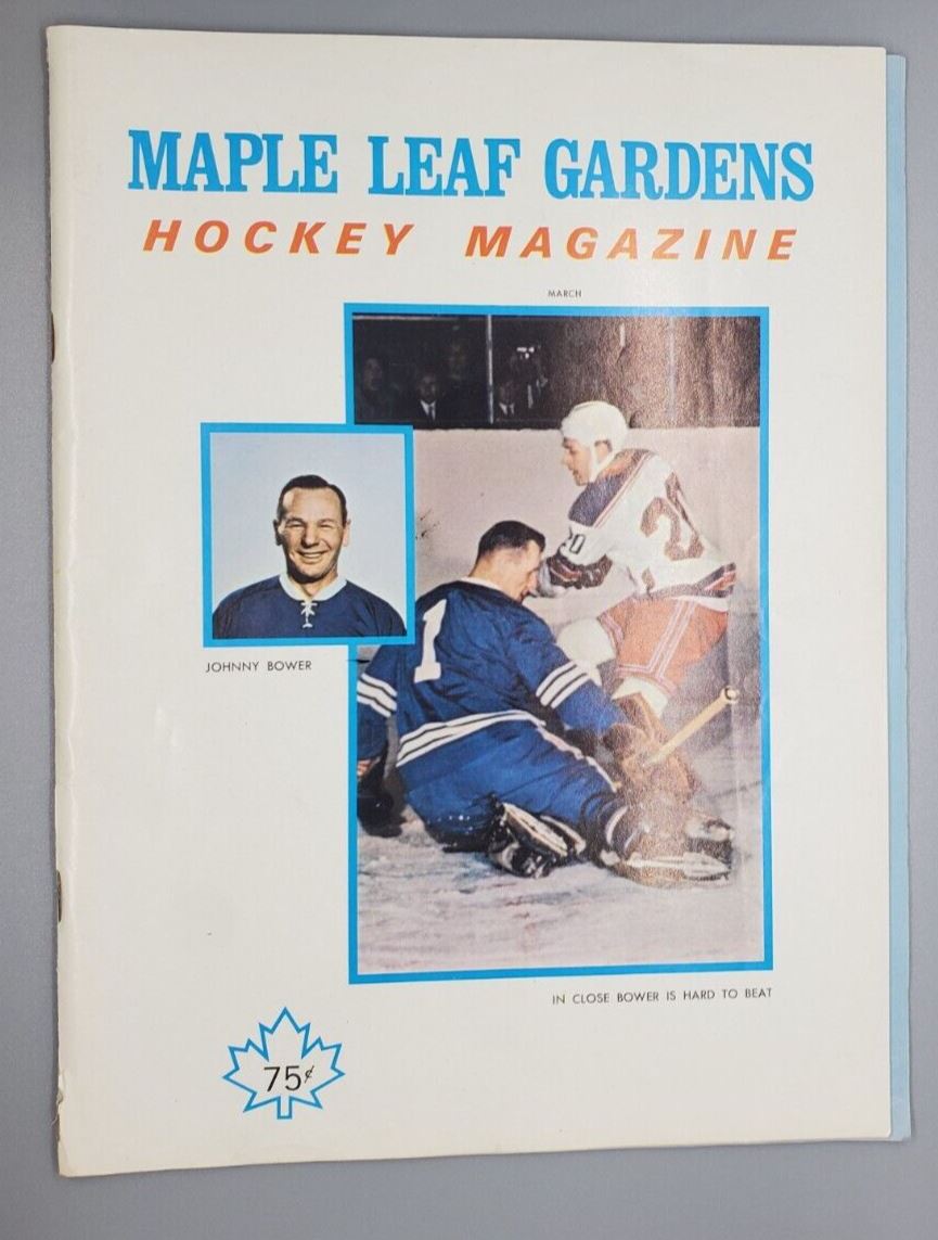 1969 Maple Leaf Gardens Program Hockey Magazine feat. Johnny Bower on the cover