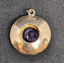 Load image into Gallery viewer, Vintage 14 Kt Yellow Gold Disc Charm With Pink Stone Center
