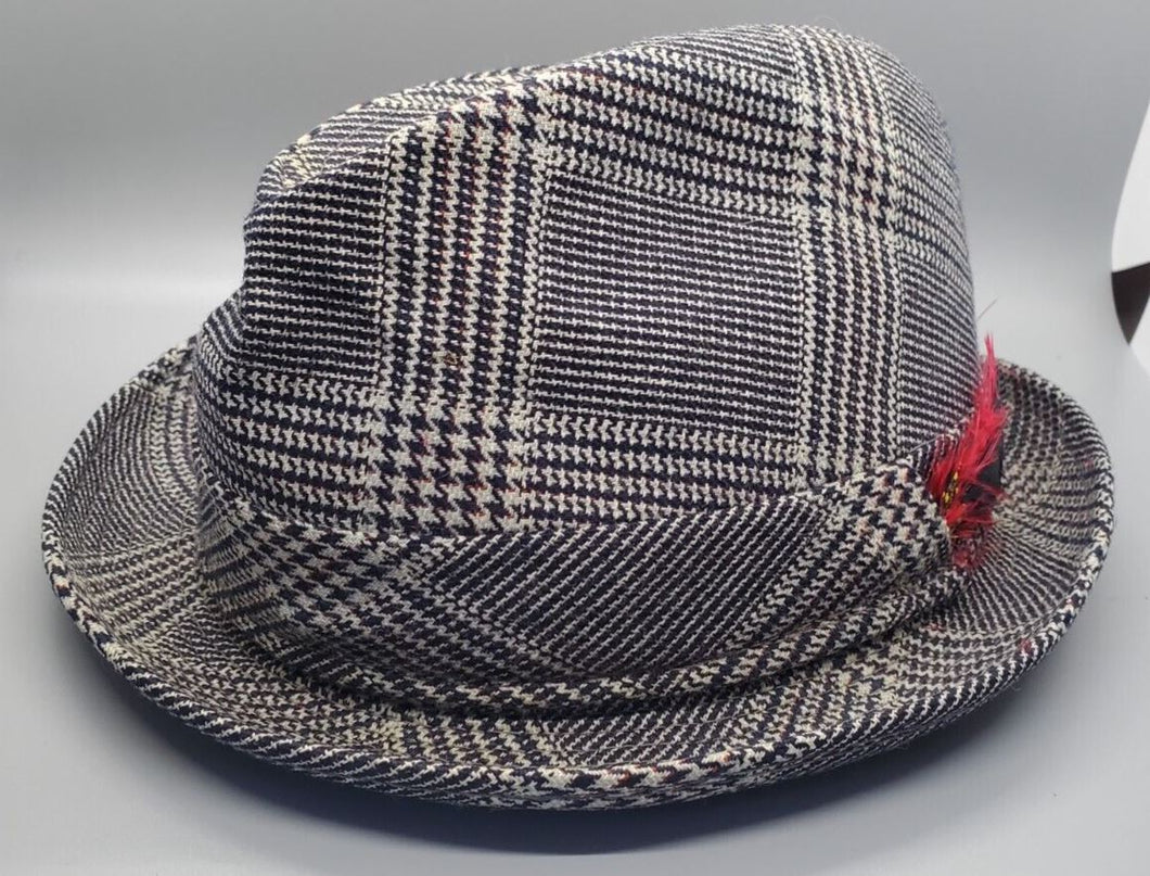 Vintage Parktown Black & Grey Fedora Hat - Red Accent