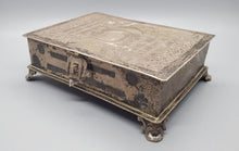 Load image into Gallery viewer, Persian Design Footed Silver Toned Trinket Box
