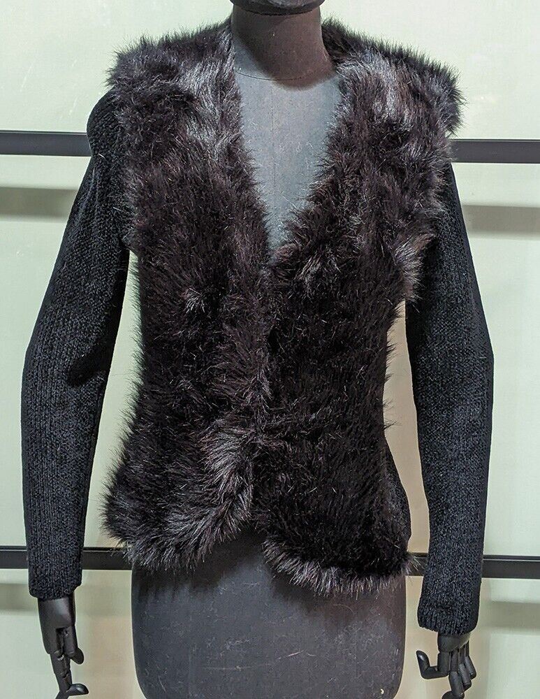 Faux Fur Lined Sweater by Lisa International - Size Small - Black