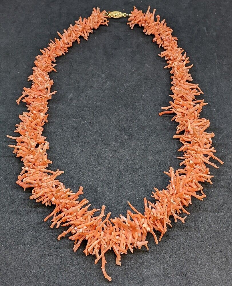 Beautiful Graduated Coral Stick Necklace - 20