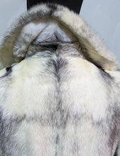 Load image into Gallery viewer, White &amp; Grey Blend Fur Jacket With Leather Accent - 3/4 Length
