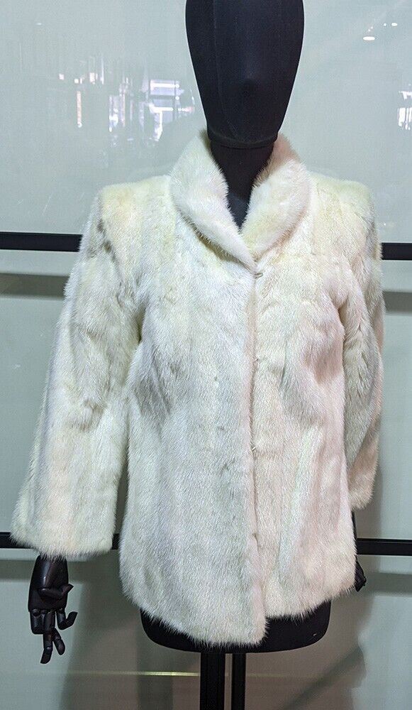 Vintage White Fur Women's Waist Length Jacket