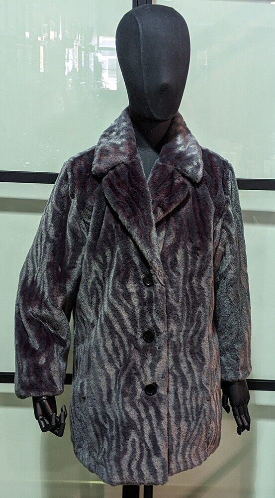 Vintage Grey Faux Fur Women's 3/4 Length Jacket