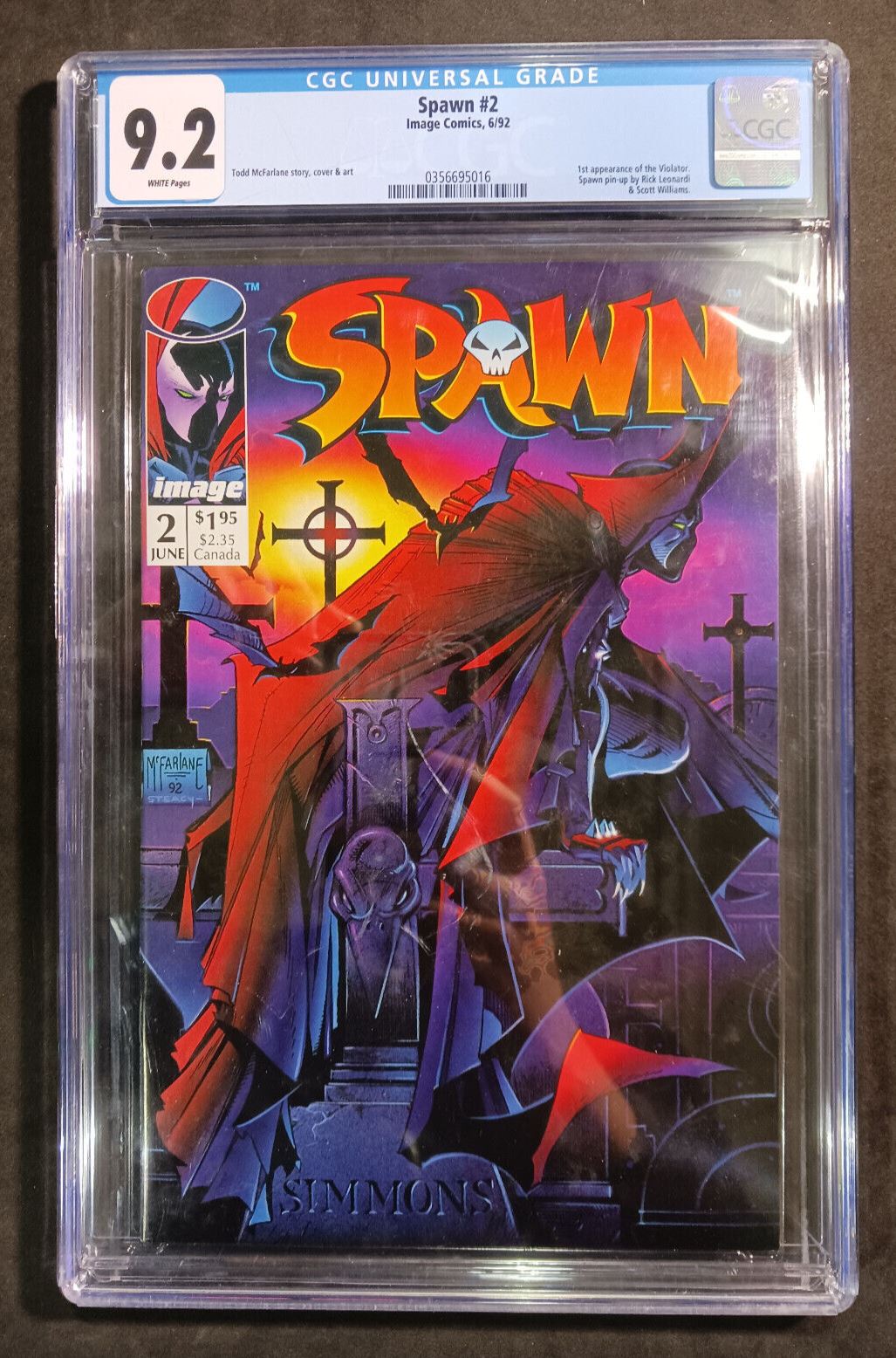 Spawn #2 Image Comics 1992 CGC 9.2 Serial #0356695016
