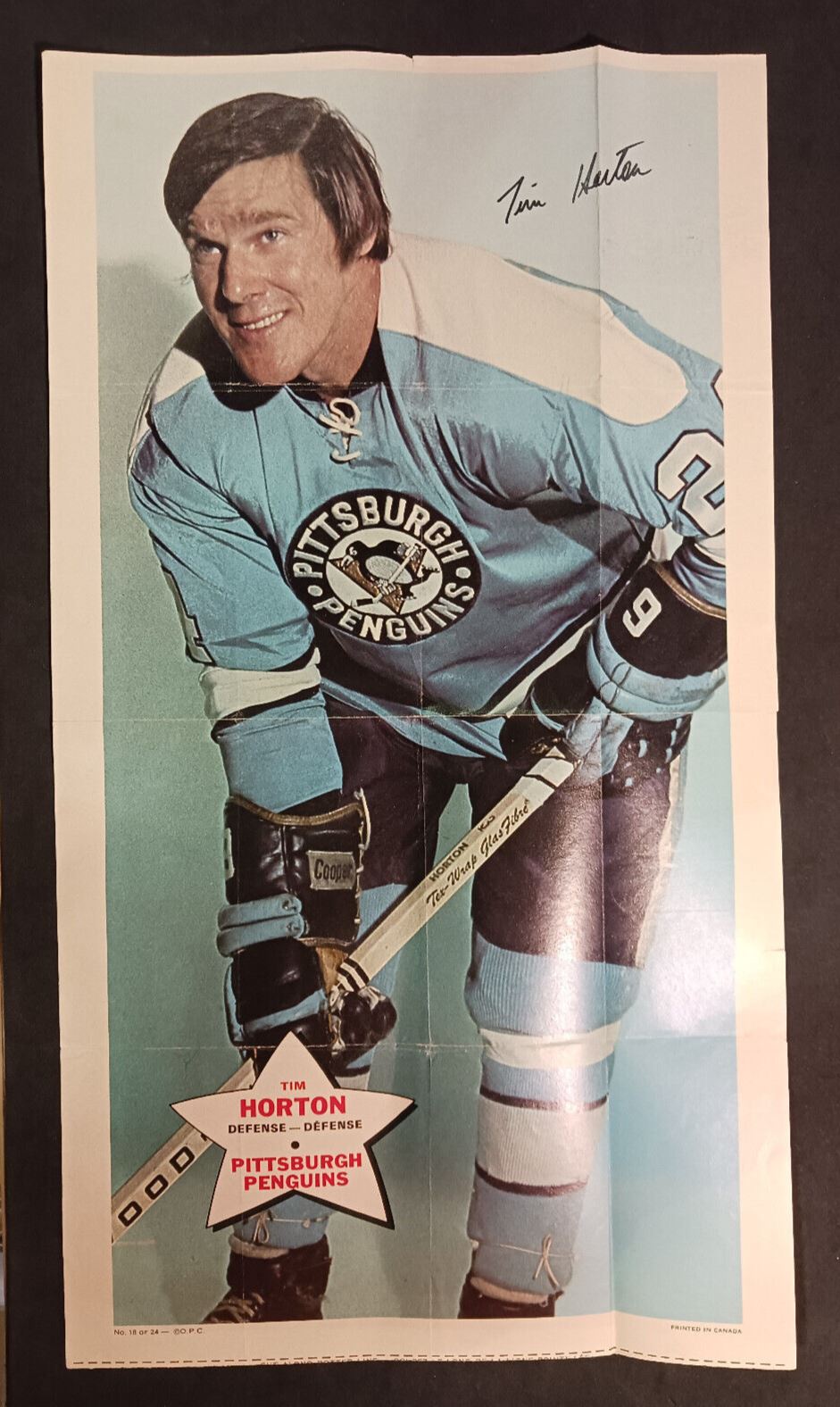 1971-72 O-Pee-Chee NHL Poster Tim Horton #18