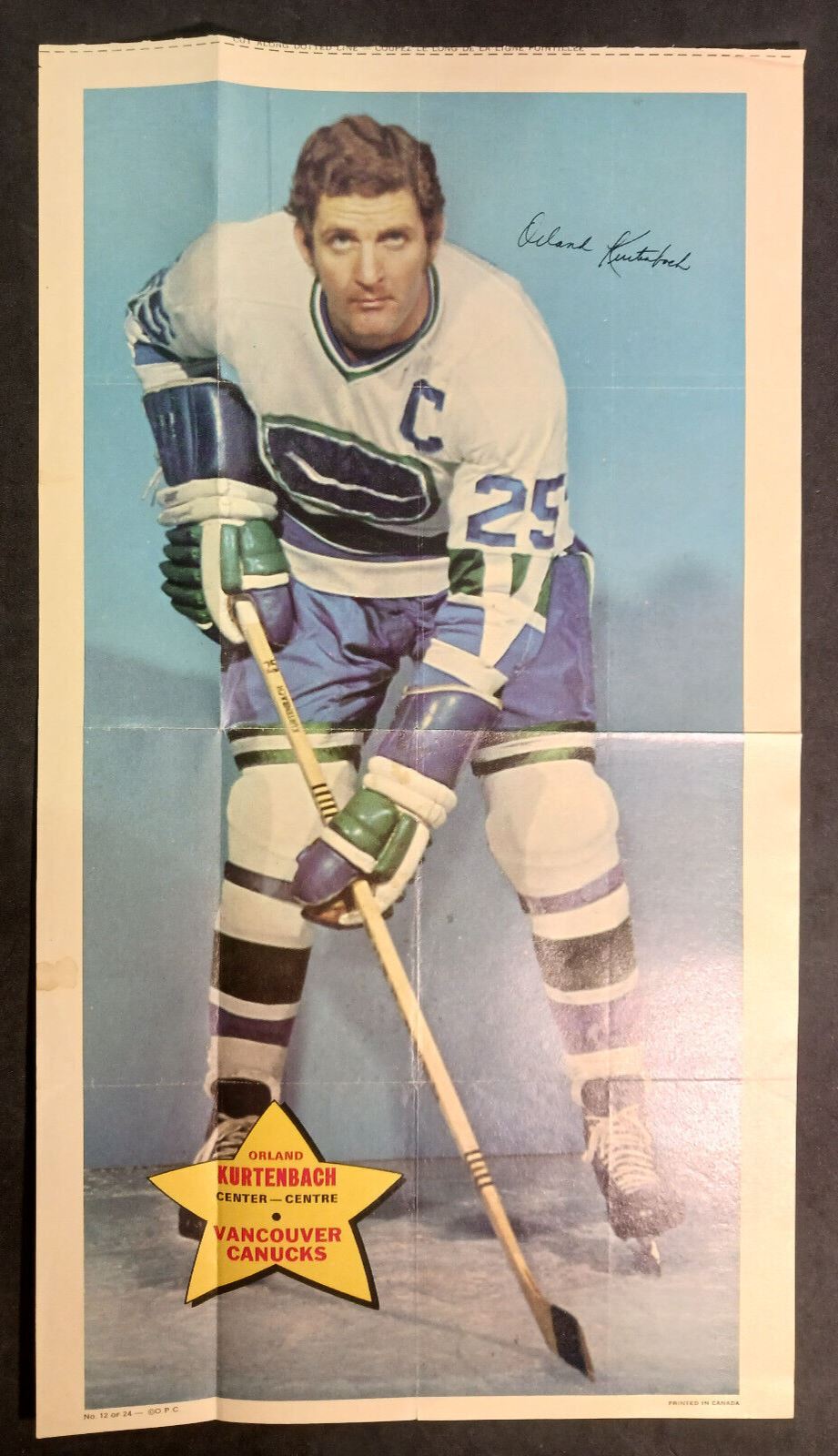 1971-72 O-Pee-Chee NHL Poster Orland Kurtenbach #12