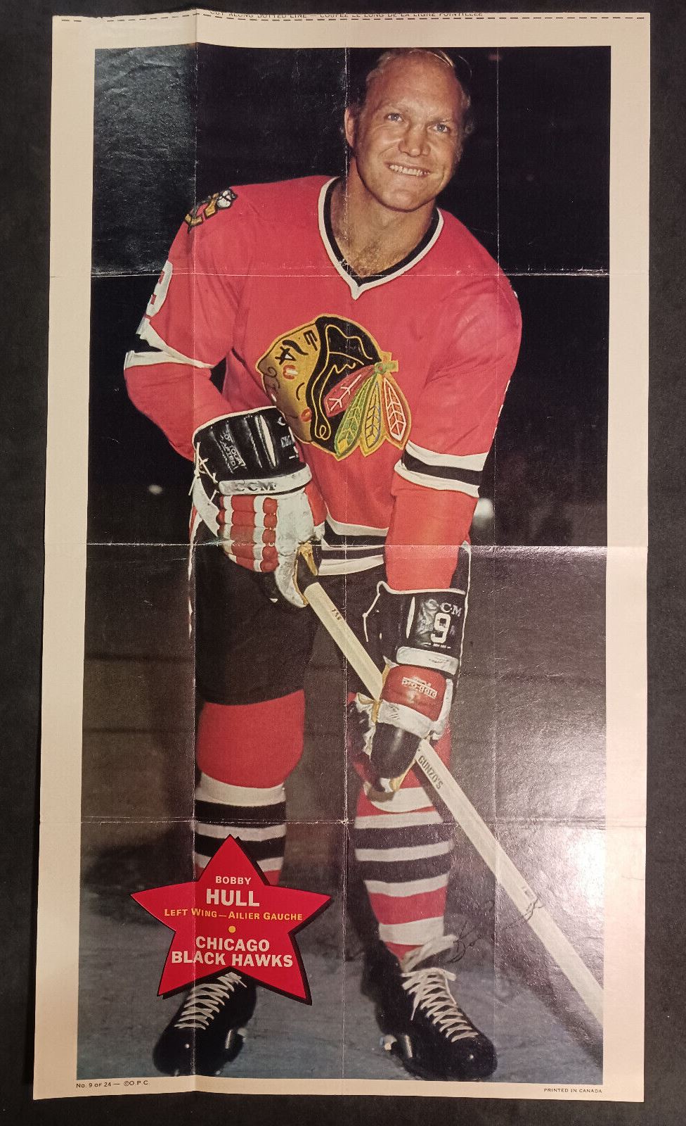1971-72 O-Pee-Chee NHL Poster Bobby Hull #9