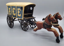 Load image into Gallery viewer, Vintage Cast Iron Painted Horse Drawn Ice Wagon
