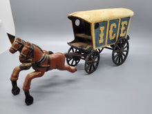 Load image into Gallery viewer, Vintage Cast Iron Painted Horse Drawn Ice Wagon
