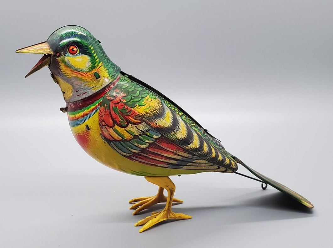 Vintage Coloured Metal Bird Wind Up Toy