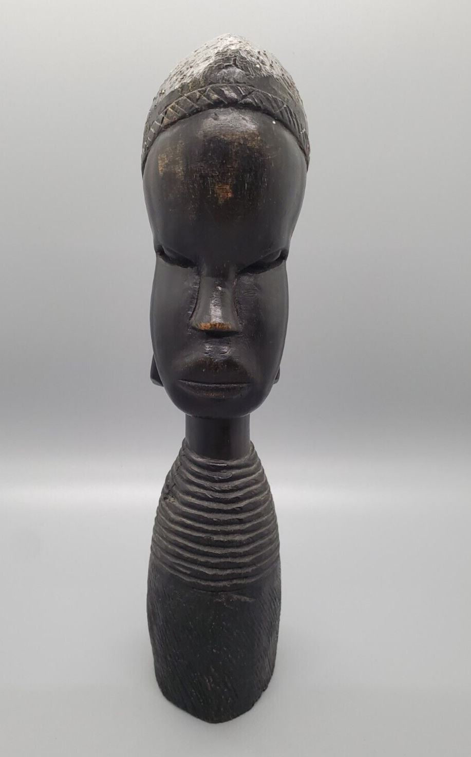 Carved Ebony Figure of Girl's Face