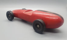Load image into Gallery viewer, Carved Wooden Race Car - Painted Red with Black Stripe
