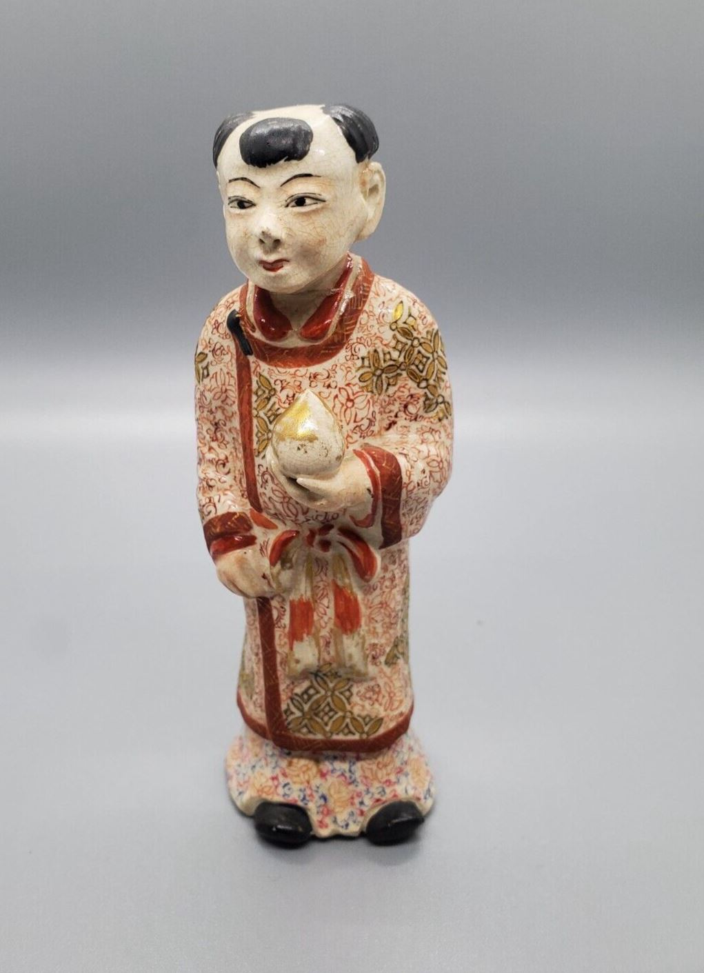 Vintage Asian Man Ceramic Figurine - Hand Painted