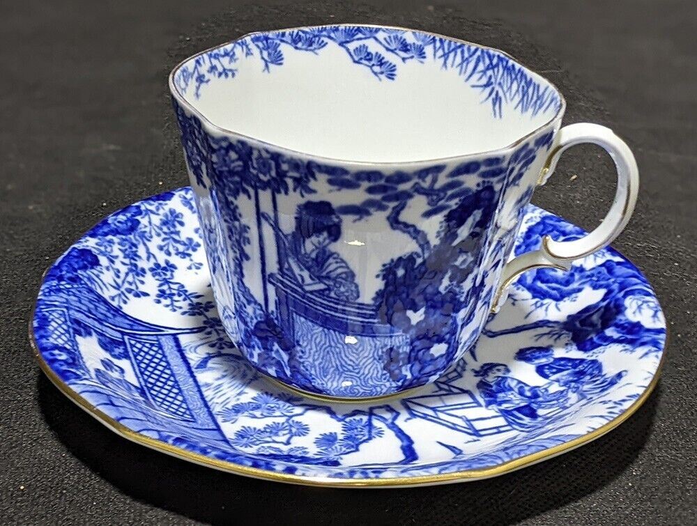Vintage Royal Crown Derby Blue Mikado Breakfast Tea Cup & Saucer