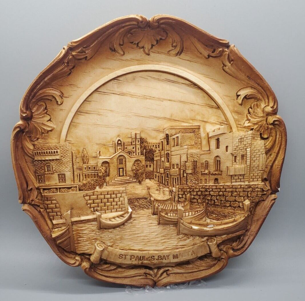 3D Wood Resin Souvenir Plate - St. Paul s Bay Malta