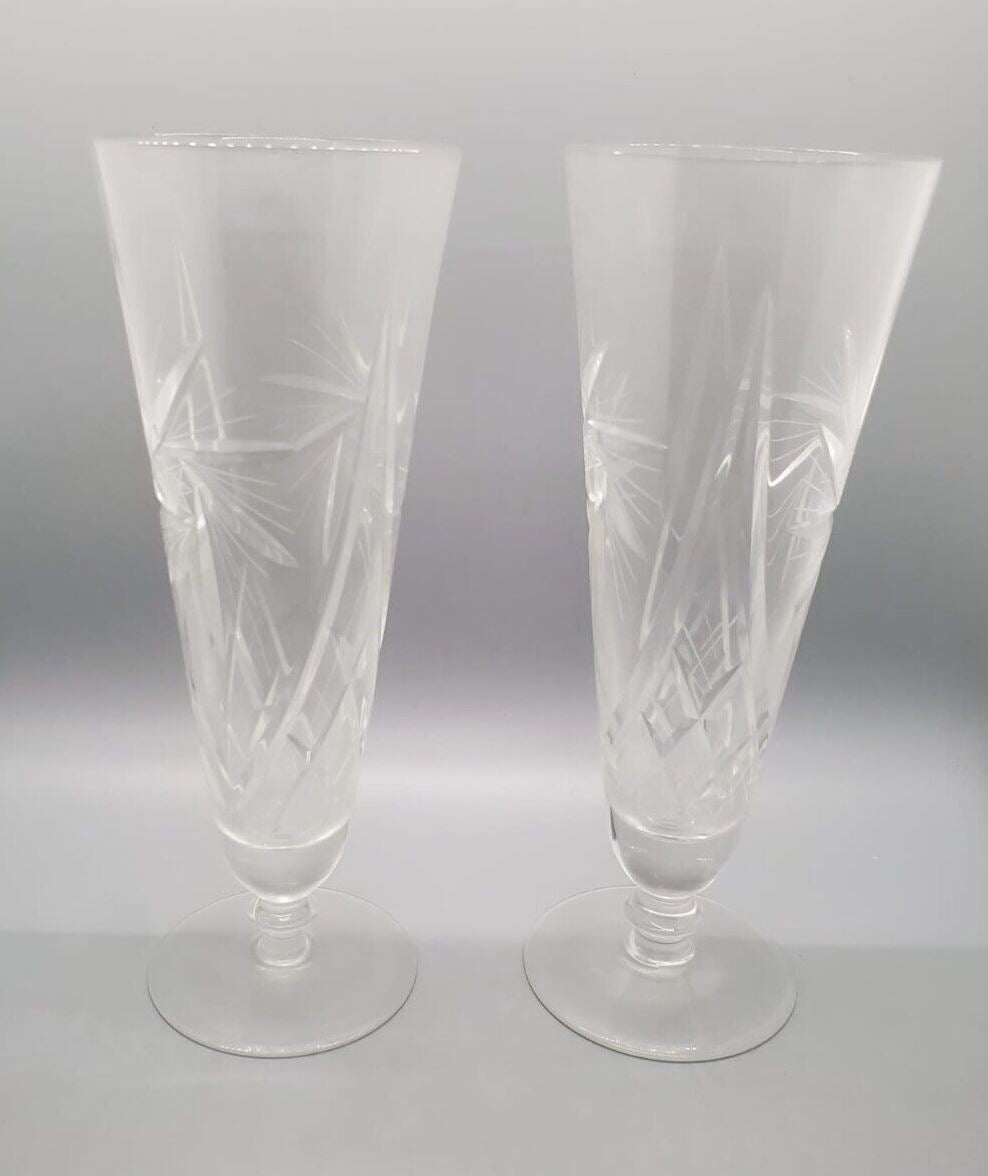 2 Vintage Crystal Iced Tea Glasses