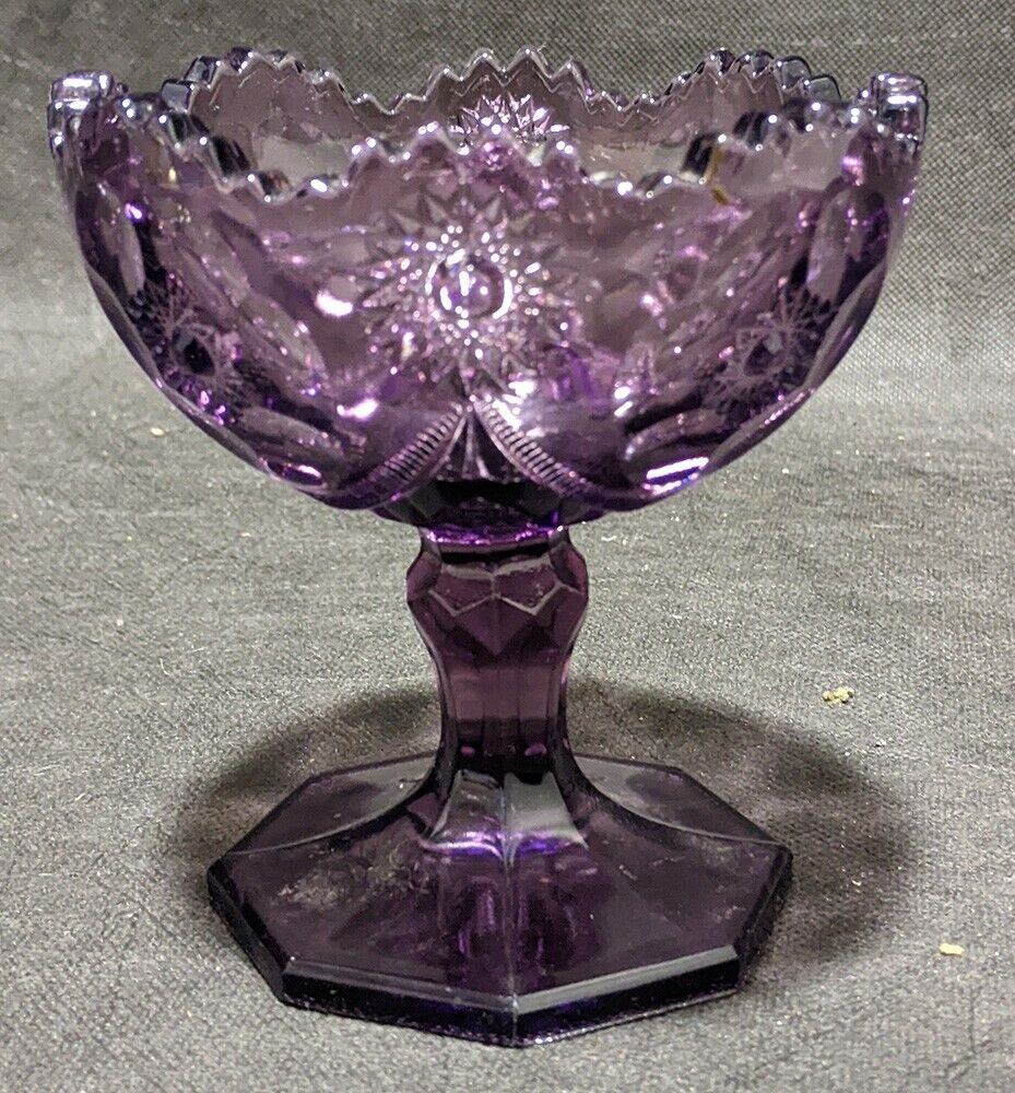 KEMPLE Amethyst Purple Glass Pedestal Compote / Candy Dish