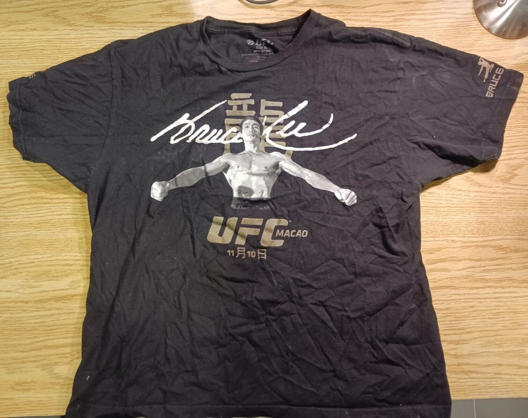 Vintage UFC XL Men T-Shirt Black, Bruce Lee Design 100% Cotton