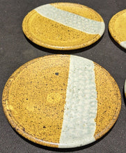 Load image into Gallery viewer, 4 Rockcliffe Pottery Bread Plates - Brown With Grey Pebbled Stripe -Signed
