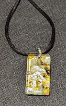 Load image into Gallery viewer, Rectangular Murano Glass Pendant, Silver Tone Bale, Brown Cord Necklace
